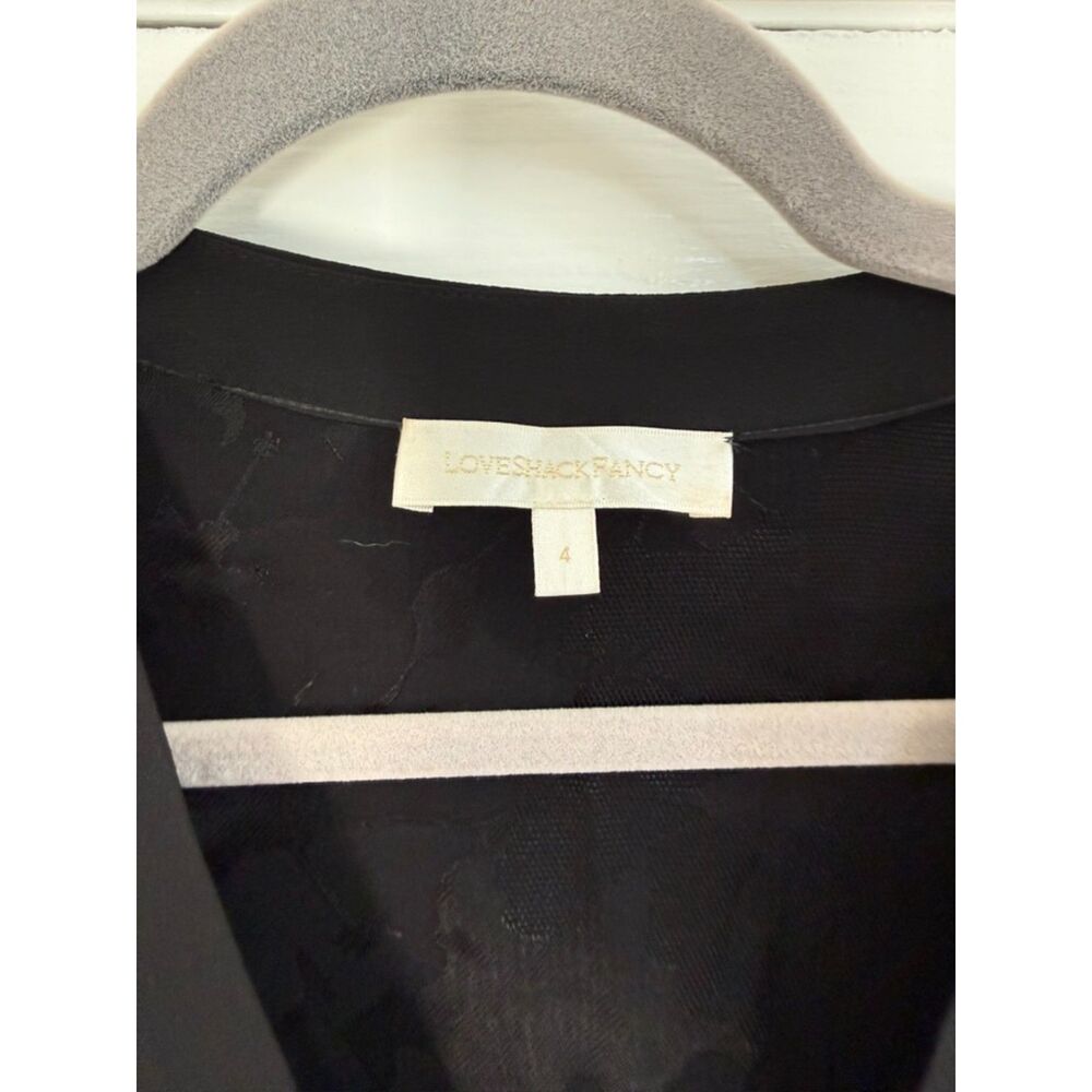 LoveShackFancy Revaline Mini Dress Women's 4 Black Ruched Ruffle Hem $445 - Picture 3 of 4